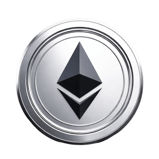 Élément graphique en flottement illustrant la pièce Ethereum (ETH)